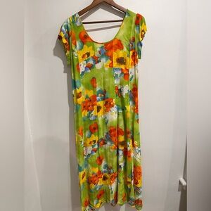 JAMS WORLD‎ Vintage Bright Summer Floral Print Tie Back Maxi Dress Size M